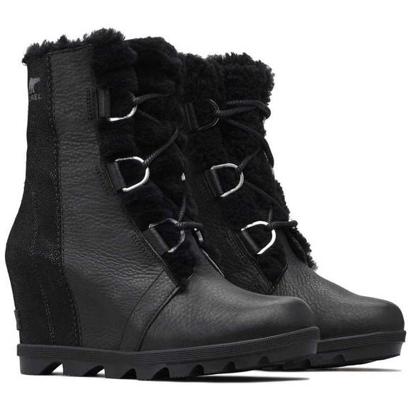 Sorel Shoes - SOREL Joan Of Arctic II Lux Wedge Genuine Shearling Bootie In Black
